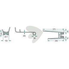 370 mm lang venstre stift fra Lely, varenummer SK1672, til landbrug.