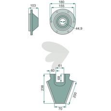 Kniv til snittevogn, der passer til Schuitemaker udstyr.