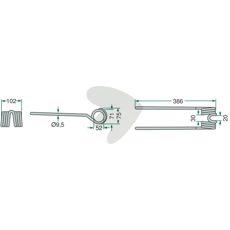 10-pak Rivepinne rotorrive Pöttinger 386mm til langvarigt brug.