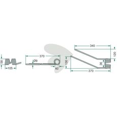 10-pak højre rotorvender Fella rivepind, 370 mm, ideel til landbrug.