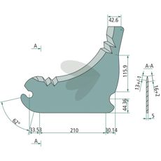 Kniv til rundballepresser, varenummer 5993, designet til holdbarhed og effektivitet.