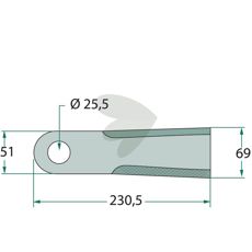 Hårdt belagt slagkniv 3202103 til optimeret ydeevne og lang levetid.