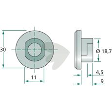 Messerzapfensatz med messerzapfen og skrue, nødvendig til reparationer.