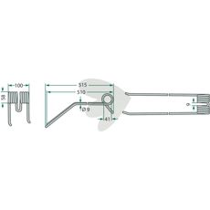 Kuhn 515mm fjederpinde, høj kvalitet til effektive strenglægning.