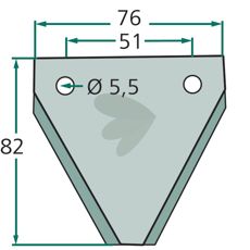 Glat skårlæggerkniv med hul til nem montering på flere typer maskiner.
