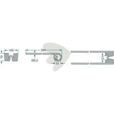 10-pak sølvfarvede Kuhn rivepinde, 394 mm, velegnede til rotorspreder.