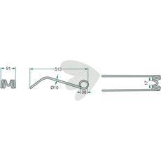 Niemeyer 513mm fjederpinde, kvalitetsdel til skårspreder.