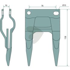 Dobbeltfinger med langt hul 12 mm, perfekt til specifikke maskinbehov.