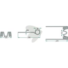 Kvalitets Pick-up finger Massey Ferguson 220 mm, holdbar og pålidelig.