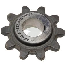 Kædehjul til feederhus, øvre aksel, placeret i midten for balanceret drift.