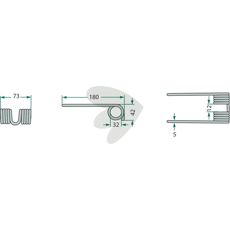 Pick-up stift 180 mm, kompatibel med New Holland og Case IH.