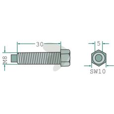 M8 skrue 30 mm lang, ideal til stærke og holdbare fastgørelser.