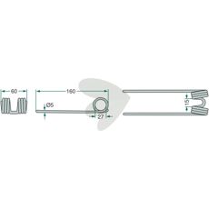 Kraftig rød pick-up pinne, 160 mm til Krone maskiner.