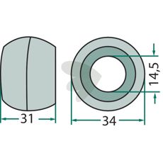 Nylonkugle til finger med en diameter på 14 mm, ideel til maskinreparation.