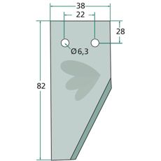 Højre endeklinge med tandet design for maksimal effektivitet ved skæring.