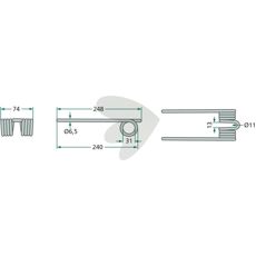 Kort sølvrivefinger, robust design ideel til have og landbrug.