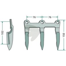 8" triplefinger, perfekt til præcision i jordbearbejdning.