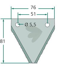 81x76 tandet skæremaskinkniv nederst fra Mörtl, ideel til effektivt arbejde.