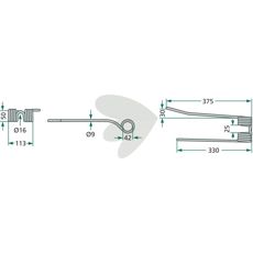 Lige fjederstift til rotorvender, artikelnummer PZ-106V, fremragende til traktorer.