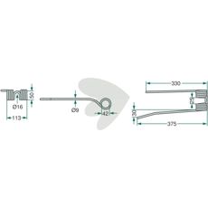 Cremefarvede fjederstifter til venstre lige rotorvender, model 436001.