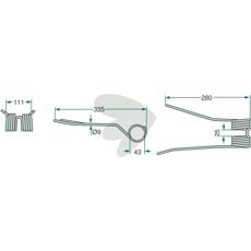 Buet rød pind for venstre side af roterende rive, perfekt pasform.