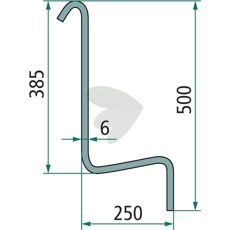 Rivepind John Deere, 500 mm lang, til effektiv jordbearbejdning.