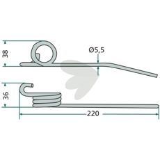 Tap John Deere, 220mm lang, passer flere forskellige landbrugsmaskiner.