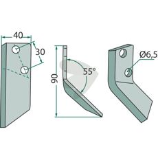 Vinklet højre kniv til fodervogn, ideel til komplicerede fodrehåndteringsopgaver.