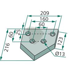 Mellemkniv 70-502 til effektiv skæring inden for landbrug og konstruktion.