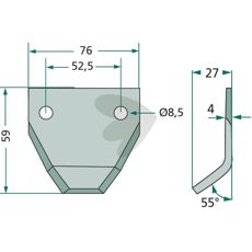 Kniv til foderblander 70-105, robust og pålidelig til alle foderfremstillingsbehov.