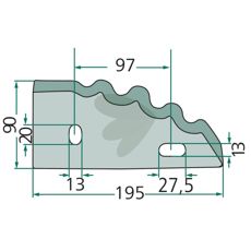 Kniv til foderblander, venstre side, til model 70-109. Høj kvalitet.