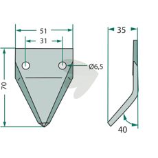 Kniv til foderkærre 70-120, optimeret design for glat fodertilberedning.