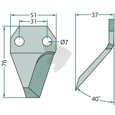 Højre kniv til fodervogn, model 70-160, robust til effektiv foderhåndtering.