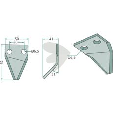 Højre kniv til fodervogn, model 70-172, designet til optimale fodringsresultater.
