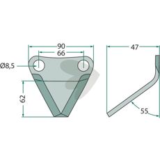 Kniv 70-202 til fodervogn, udfører snitning af foder med præcision.