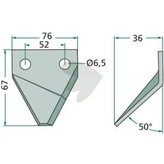 Højre kniv til fodervogn, model 70-226, optimal til professionel foderhåndtering.