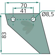 Kniv til foderblander model 70-264, designet til langvarig ydeevne i forbindelse med fodring.