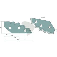 Højre kniv til foderblander, model CL 04.008, effektiv og robust i foderhåndtering.