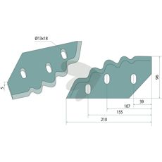 Kniv til foderblander venstre - CL 04.014, sikrer konstant effekt i arbejdet.