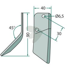 Kniv venstre til foderblander, ideel til 70-124 modellen.