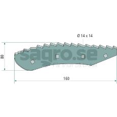 Jaylor kniv til foderblander med 6 mm tykkelse, holdbar og effektiv i brug.