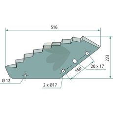 Kuhn kniv til foderblander, 6 mm tykkelse, optimeret til hurtig fodertilførsel.