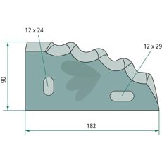 Højkvalitets kniv til foderblander, venstre side, passer model 110010038.