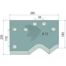 Kniv 1000865R designet til holdbarhed og ydeevne i landbrug og entreprenører.