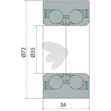 Dobbelt rækker vinkelkontaktkugleleje, konstrueret til øget stabilitet.