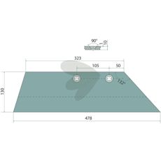 Skæreblad højre 16", ideelt til brug på traktorer og landbrugsmaskiner.