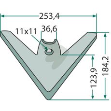 Gåsefodsskær med en tykkelse på 6 mm, designet til holdbar ydeevne.
