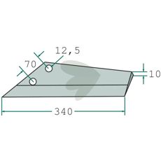 Vingeskær 340mm med hul til nem installation.