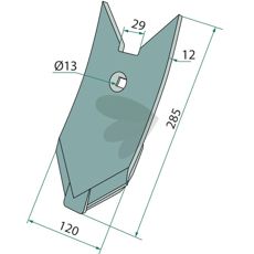 Viser Spids K12P, en effektiv spids til forskellige landbrugsmaskiner.