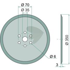 Kvalitets skiveharve med diameter 350 mm, tilpasset til forskellige landbrugsmaskiner.